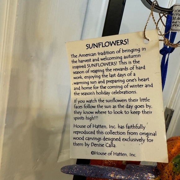 HOUSE OF HATTEN DENISE CALLA SUNFLOWERS HALLOWEEN.  Three Flying Pumpkins. Rare! - Picture 16 of 16